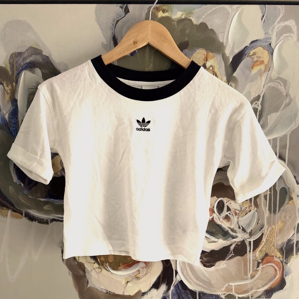 White Adidas Crop Top